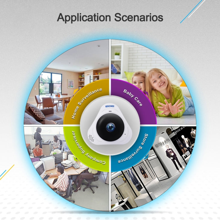ESCAM Q8 960P 360 Degrees Fisheye Lens 1.3MP WiFi IP Camera, Support Motion Detection / Night Vision, IR Distance: 5-10m, AU Plug, Q8 AU Plug, Q8 EU Plug, Q8 UK Plug, Q8 US Plug ESCAM Q8 960P 360 Degrees Fisheye Lens 1.3MP WiFi IP Camera, Support Motion Detection / Night Vision, IR Distance: 5-10m, AU Plug, Q8 AU Plug, Q8 EU Plug, Q8 UK Plug, Q8 US Plug
